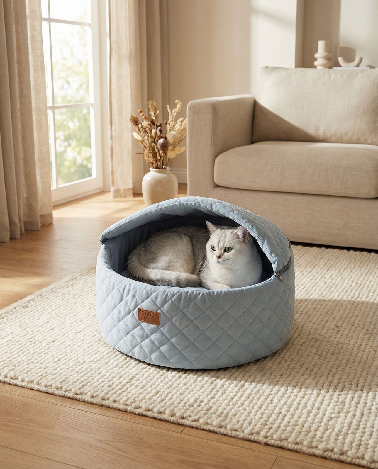 Cama Cueva Premium para Mascotas | Refugio Acolchado Minimalista para Perros y Gatos – Pets Art