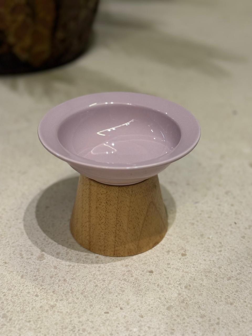 Comedero Alto con Base de Madera y Plato de Cerámica para Gatos y Razas Pequeñas | Pets Art