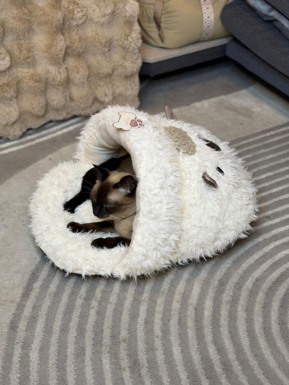 Cama Cueva Peluche Premium para Mascotas | Refugio Suave y Cálido para Perros y Gatos – Pets Art