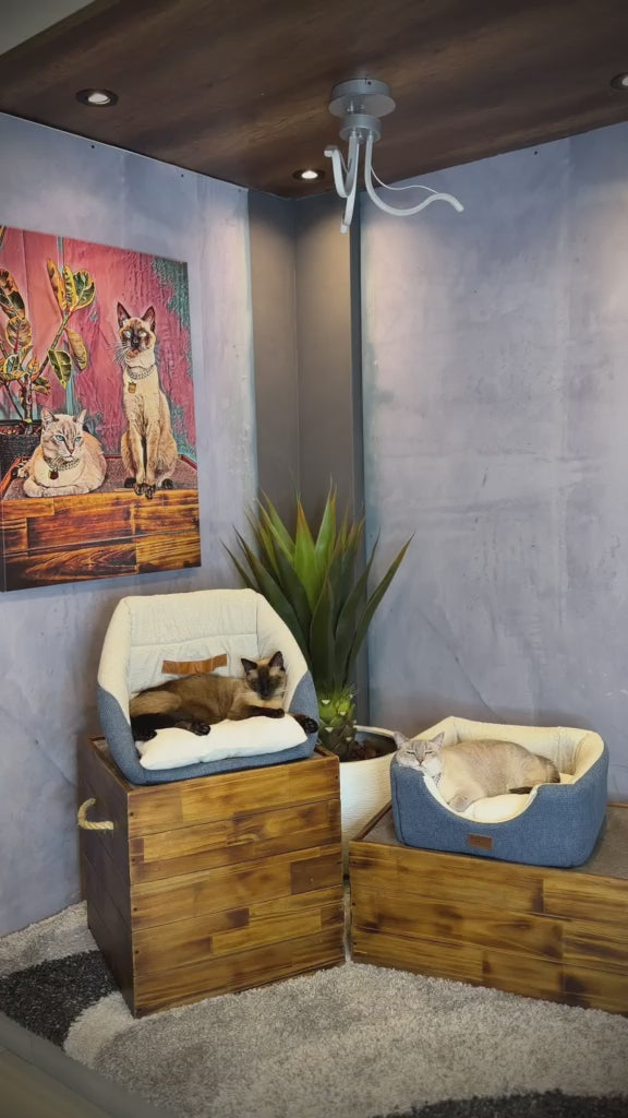 Cargar vídeo: Iglú 3 en 1 Premium para Mascotas | Sofá, Refugio y Casa para Perros y Gatos – Pets Art